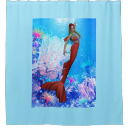 Schöner Red Mermaid Duschvorhang
