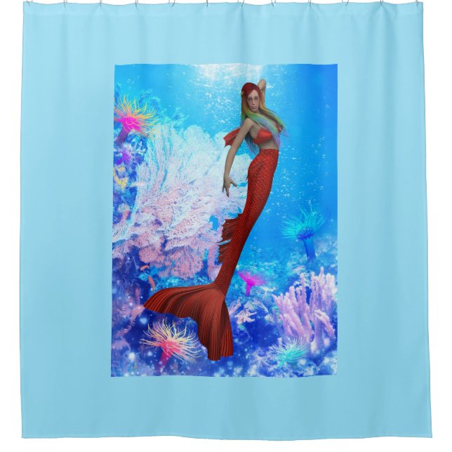 Schöner Red Mermaid Duschvorhang (Vorderseite)