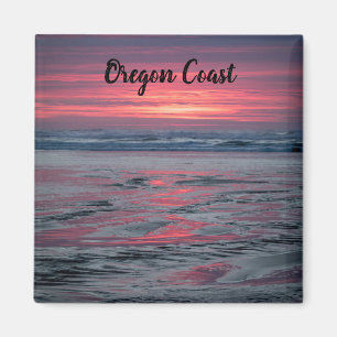 Schöner Red Sunset am Nye Beach Newport Oregon Magnet