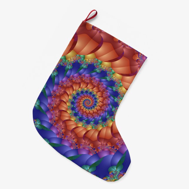 Schöner Regenbogen-Spirale-WeihnachtsStrumpf Großer Weihnachtsstrumpf (Vorderansicht (hängend))