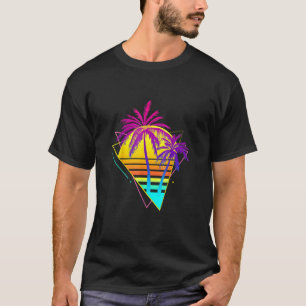 Schöner Retro 80er 90er Vaporwave Tropical Sunset T-Shirt