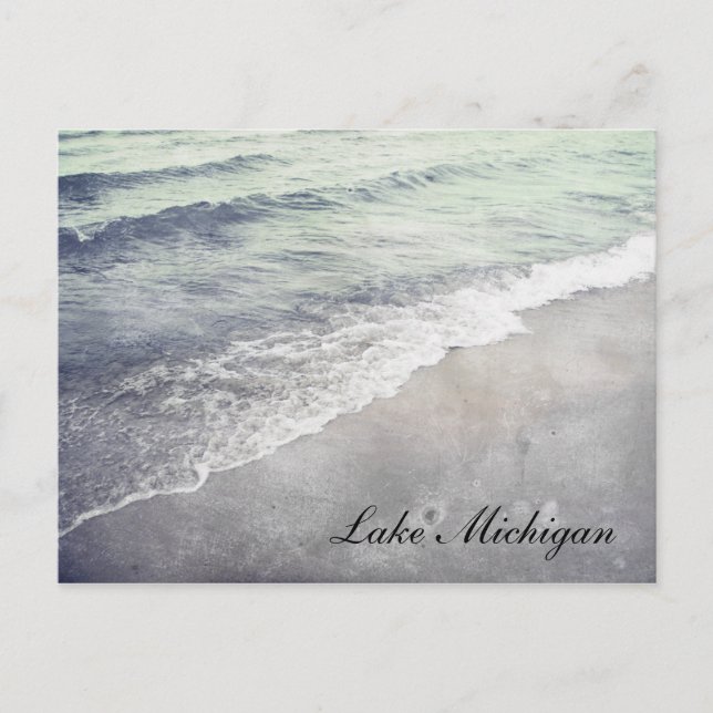 Schöner Retro Lake Michigan Shoreline Beach Postkarte (Vorderseite)