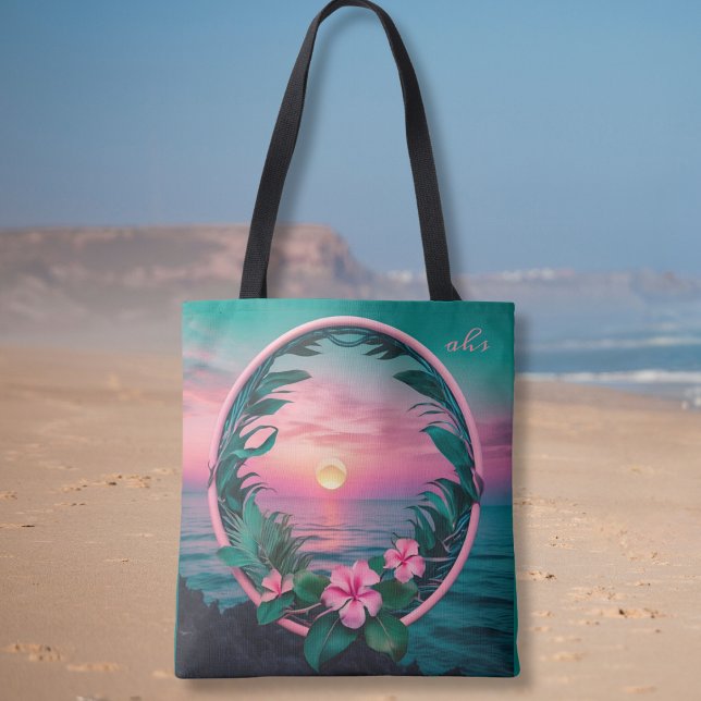 Schöner, rosa-Aquamariner Tropenwald der Blume Tasche (Von Creator hochgeladen)