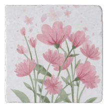 Schöner rosa Cosmos Blumenmuster Dekorativ Kissen