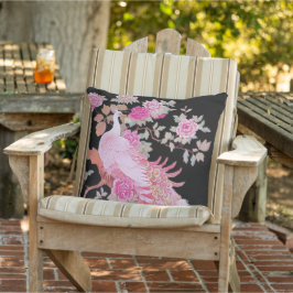 Schöner rosa Farbenfeder Peacock Blumengarten Kissen