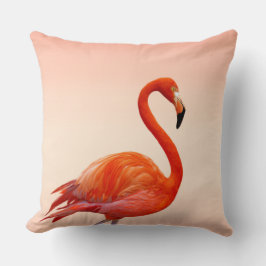 Schöner rosa Flamingo auf hellkorallen Kissen
