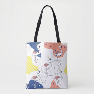 Schöner rosa Flamingo mit Kronen nahtlosem Muster Tasche