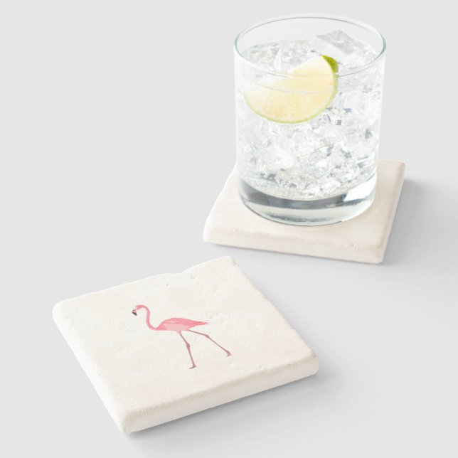 Schöner rosa Flamingo Steinuntersetzer (Seitenansicht)