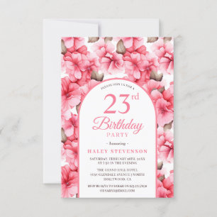 Schöner rosa Garten Blumenbogen Chic 23. Geburtsta Einladung