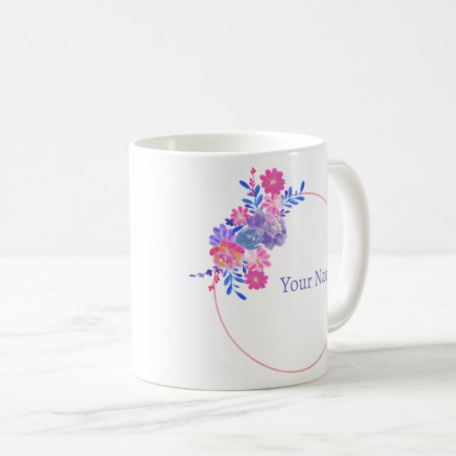 Schöner, rosa Lila Individuelle Name Kaffeetasse (VorderseiteRechts)