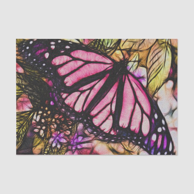 Schöner rosa Schmetterling abstrakt Seidenpapier (Vorderseite)