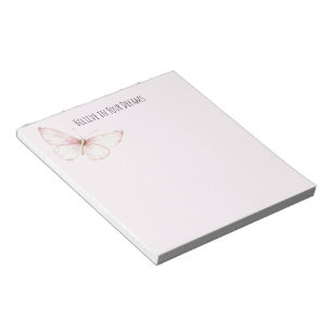 Schöner Rosa Schmetterling Glaub an Träume Notizblock