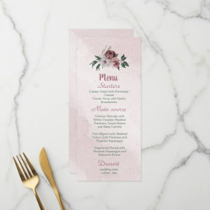 schöner, rosa Zimt Rose Blumengrün Menükarte