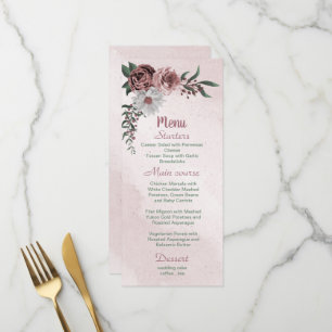 schöner, rosa Zimt Rose Blumengrün Menükarte