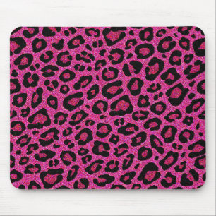 Schöner, rosafarbener Leopardenhaut-Glitzer glän Mousepad