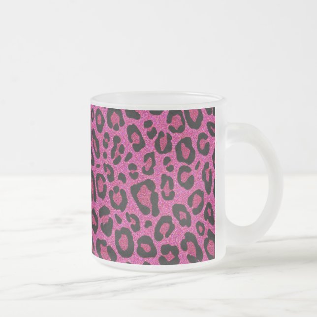 Schöner, rosafarbener Leopardenhaut-Glitzer glänzt Mattglastasse (Rechts)