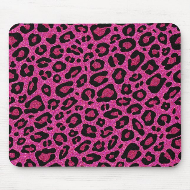 Schöner, rosafarbener Leopardenhaut-Glitzer glänzt Mousepad (Vorne)