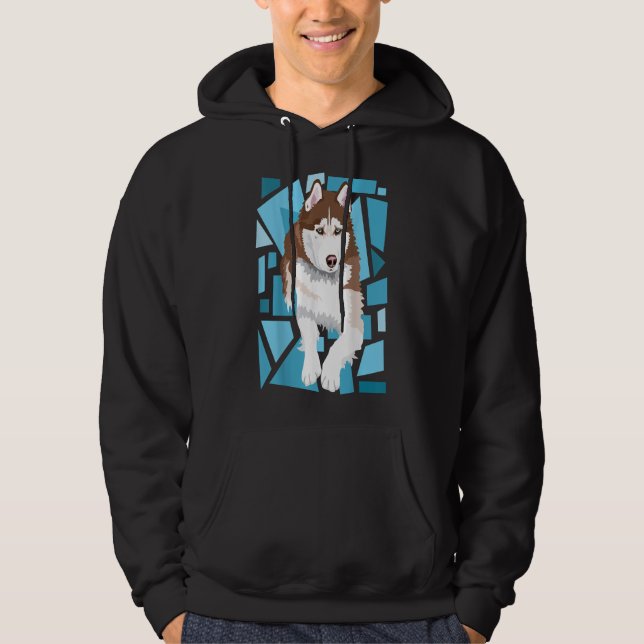 schöner rot sibirischer Husky mit blauen Augen Hoodie (Vorderseite)
