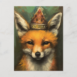 Schöner Roter Fuchs in einem kronengrünen Hintergr Postkarte