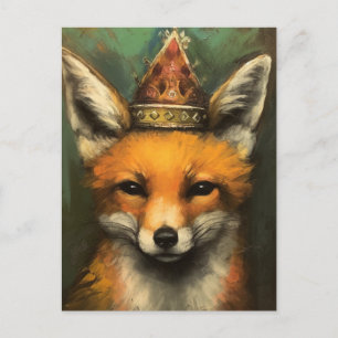 Schöner Roter Fuchs in einem kronengrünen Hintergr Postkarte