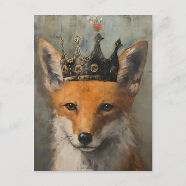 Schöner Roter Fuchs in einer Kronenmalerei Postkarte (Vorderseite)