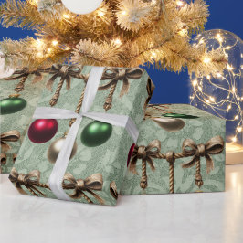 Schöner Roter,Goldener,Grüner Weihnachtsbaumschmuc Geschenkpapier