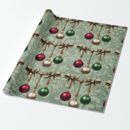 Schöner Roter,Goldener,Grüner Weihnachtsbaumschmuc Geschenkpapier