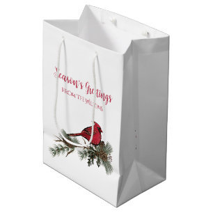 Schöner Roter Kardinal an einem Branntwein Mittlere Geschenktüte