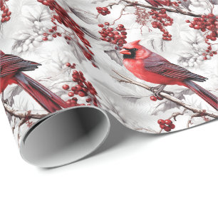 Schöner Roter Kardinal auf dem Snowy Branch Winter Geschenkpapier