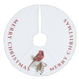 Schöner Roter Kardinal, frohe Weihnachten Leinenimitat Weihnachtsbaumdecke
