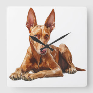 SCHÖNER ROTER PHARAOH HUND HUND QUADRATISCHE WANDUHR
