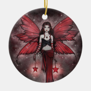 Schöner roter Weihnachtselfen-Schmuck Keramikornament