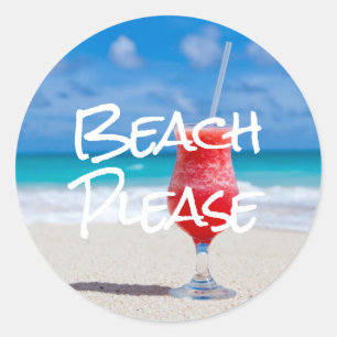 Schöner Sandy-Strandbitte roter Daiquiri-Aufklebe Runder Aufkleber