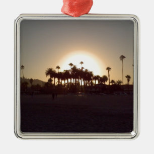 Schöner Santa- Barbarastrandsonnenuntergang Silbernes Ornament