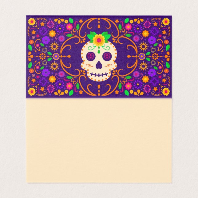 Schöner Schädel mit Blume Día de los Muertos (Innenseite Aufgefaltet)