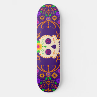 Schöner Schädel mit Blume Día de los Muertos Skateboard