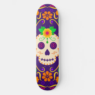 Schöner Schädel mit Blume Día de los Muertos Skateboard