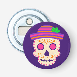 Schöner Schädel mit Sombrero Día de los Muertos Flaschenöffner