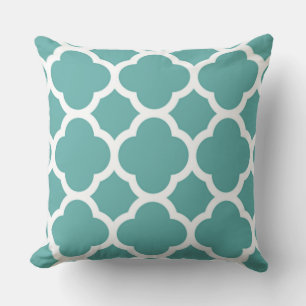 Schöner Schatten des blauen Quatrefolienmusters Kissen