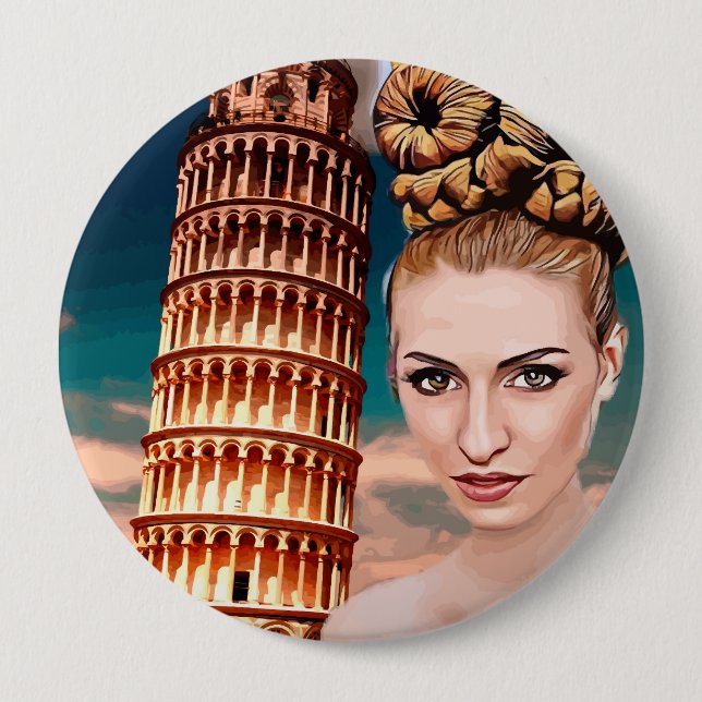 Schöner Schieftturm der Pisa abstrakte Kunst Button (Vorderseite)