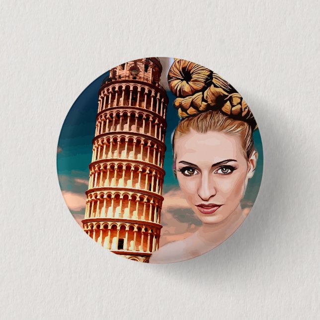 Schöner Schieftturm der Pisa abstrakte Kunst Button (Vorderseite)