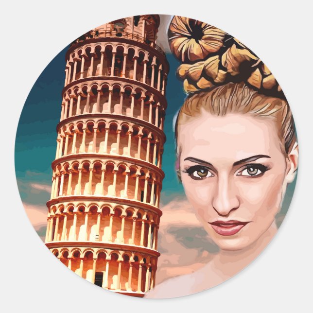 Schöner Schieftturm der Pisa abstrakte Kunst Runder Aufkleber (Vorderseite)
