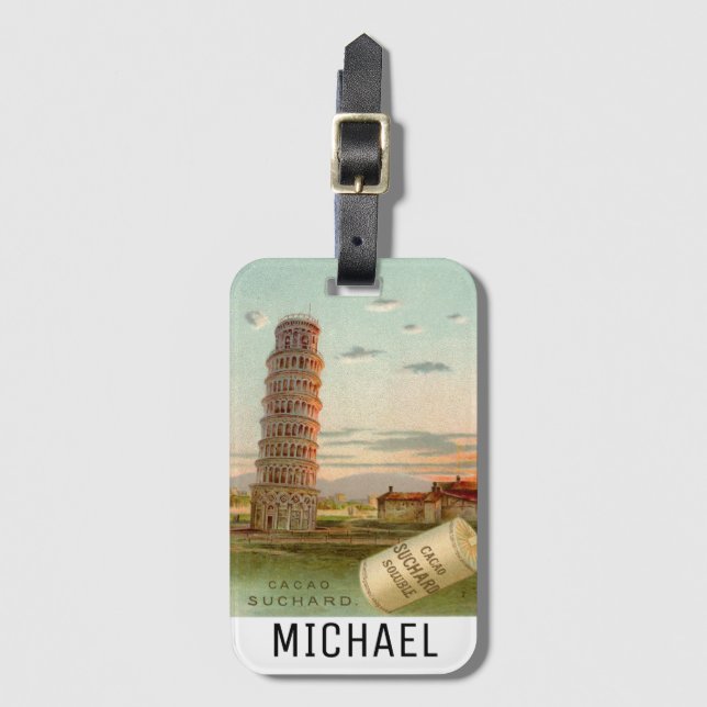 Schöner Schieftturm von Pisa Monogram Gepäckanhänger (Vorderseite Vertikal)