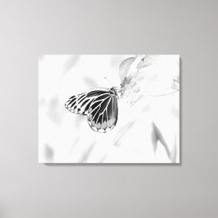 Schöner Schmetterling auf der Blume - Schwarz und  Leinwanddruck