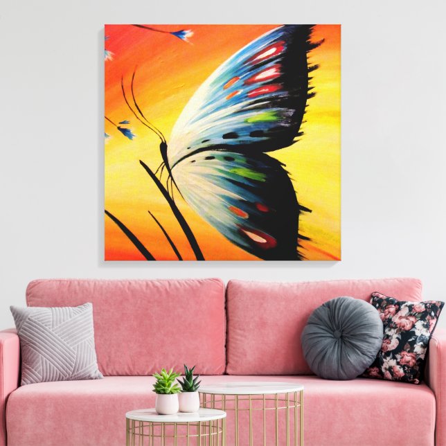 Schöner Schmetterling bei Sonnenaufgang Leinwanddruck (Insitu (Wohnzimmer))