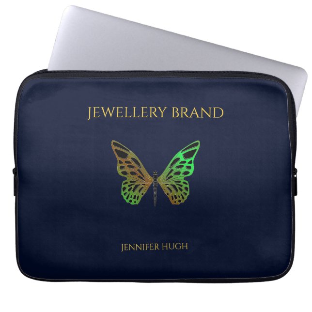 Schöner Schmetterling, dunkelblau Laptopschutzhülle (Vorderseite)