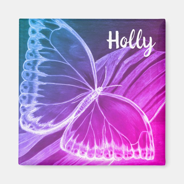 Schöner Schmetterling-individuelle Name Magnet (Vorne)