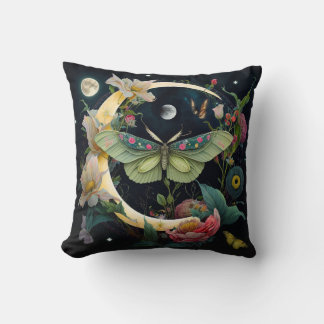 Schöner Schmetterling mit Mond und Blumen-Kissen Kissen