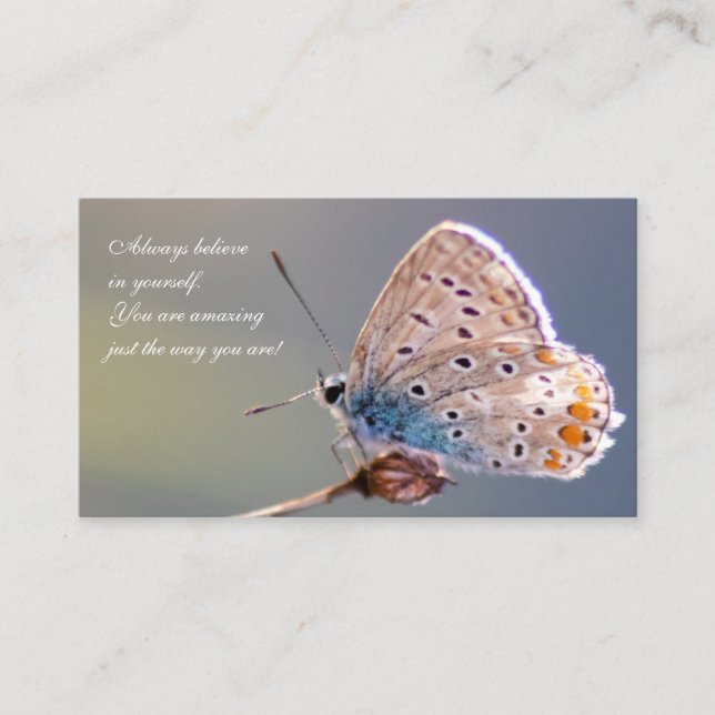 Schöner Schmetterling mit motivierend Zitat Visitenkarte (Vorderseite)