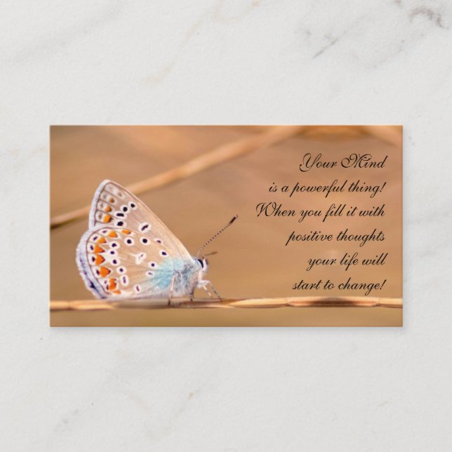 Schöner Schmetterling mit motivierend Zitat Visitenkarte (Vorderseite)